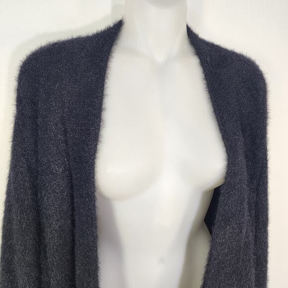 Calvin Klein Cardigan Sweater Women XL Black Fuzzy Open Front Long Sleeve Career - Picture 6 of 10
